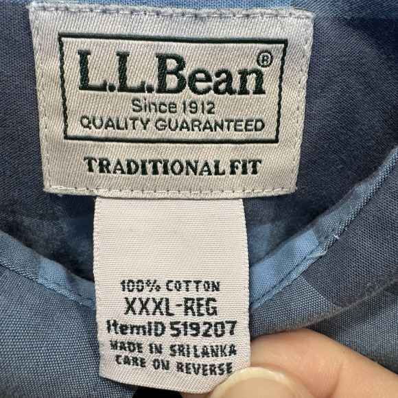 L.L. Bean Blue Plaid Button Down Shirt XXXL Traditional Fit 100% Cotton Casual‎ - Picture 4 of 6